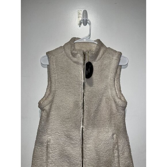 NWT Calvin Klein Cream Sherpa Fleece With Full-Zip Closure & Pockets Women's Ves - Picture 3 of 9